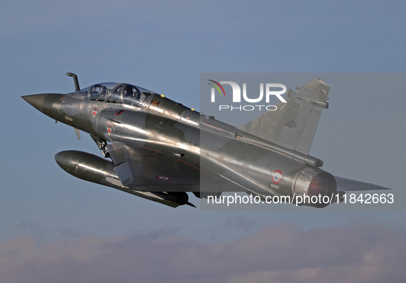 A Dassault Mirage 2000D of the Armee de l'Air lands at Los Llanos military air base during the Tactical Leadership Programme in Albacete, Sp...