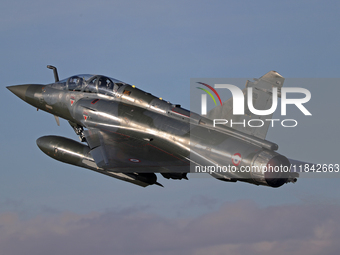 A Dassault Mirage 2000D of the Armee de l'Air lands at Los Llanos military air base during the Tactical Leadership Programme in Albacete, Sp...