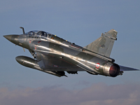 A Dassault Mirage 2000D of the Armee de l'Air lands at Los Llanos military air base during the Tactical Leadership Programme in Albacete, Sp...