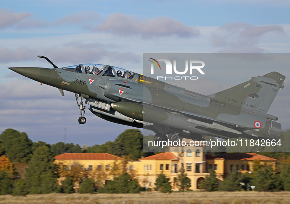 A Dassault Mirage 2000D of the Armee de l'Air lands at Los Llanos military air base during the Tactical Leadership Programme in Albacete, Sp...