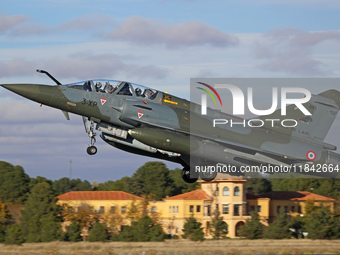 A Dassault Mirage 2000D of the Armee de l'Air lands at Los Llanos military air base during the Tactical Leadership Programme in Albacete, Sp...