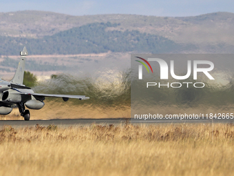 A Dassault Rafale EG of the Hellenic Air Force takes off from Los Llanos military air base during the Tactical Leadership Programme in Albac...