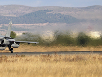 A Dassault Rafale EG of the Hellenic Air Force takes off from Los Llanos military air base during the Tactical Leadership Programme in Albac...