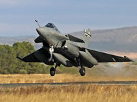 A Dassault Rafale EG of the Hellenic Air Force takes off from Los Llanos military air base during the Tactical Leadership Programme in Albac...