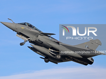 A Dassault Rafale EG of the Hellenic Air Force takes off from Los Llanos military air base during the Tactical Leadership Programme in Albac...