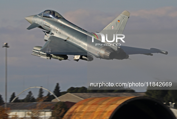 The Eurofighter EF-2000 Typhoon of the Luftwaffe (German Air Force) takes off from Los Llanos military air base during the Tactical Leadersh...