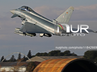 The Eurofighter EF-2000 Typhoon of the Luftwaffe (German Air Force) takes off from Los Llanos military air base during the Tactical Leadersh...