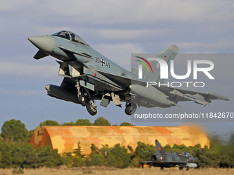 The Eurofighter EF-2000 Typhoon of the Luftwaffe (German Air Force) takes off from Los Llanos military air base during the Tactical Leadersh...