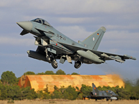 The Eurofighter EF-2000 Typhoon of the Luftwaffe (German Air Force) takes off from Los Llanos military air base during the Tactical Leadersh...