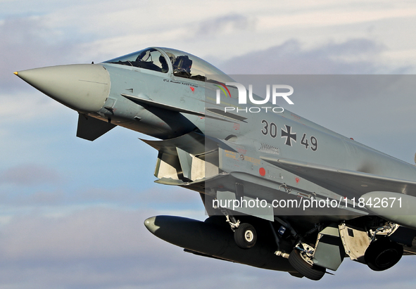 The Eurofighter EF-2000 Typhoon of the Luftwaffe (German Air Force) takes off from Los Llanos military air base during the Tactical Leadersh...