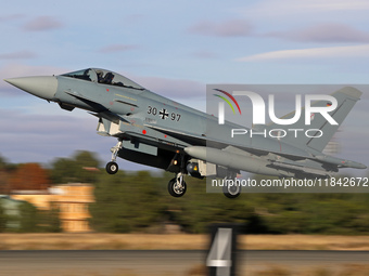 The Eurofighter EF-2000 Typhoon of the Luftwaffe (German Air Force) takes off from Los Llanos military air base during the Tactical Leadersh...