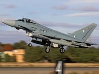 The Eurofighter EF-2000 Typhoon of the Luftwaffe (German Air Force) takes off from Los Llanos military air base during the Tactical Leadersh...