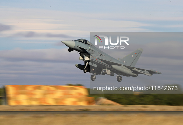 The Eurofighter EF-2000 Typhoon of the Luftwaffe (German Air Force) takes off from Los Llanos military air base during the Tactical Leadersh...