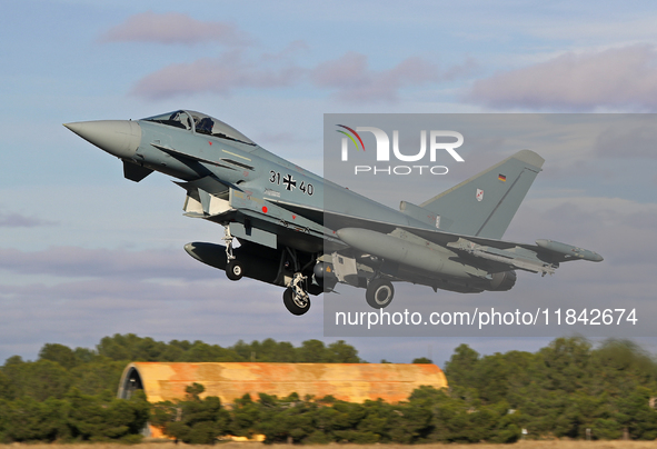 The Eurofighter EF-2000 Typhoon of the Luftwaffe (German Air Force) takes off from Los Llanos military air base during the Tactical Leadersh...