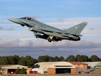 The Eurofighter EF-2000 Typhoon of the Luftwaffe (German Air Force) takes off from Los Llanos military air base during the Tactical Leadersh...