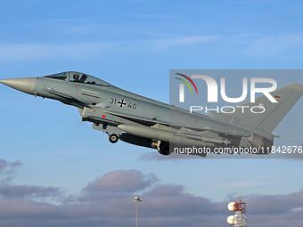 The Eurofighter EF-2000 Typhoon of the Luftwaffe (German Air Force) takes off from Los Llanos military air base during the Tactical Leadersh...