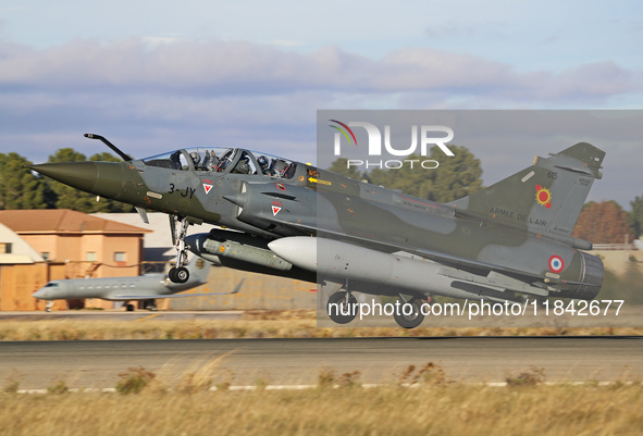 A Dassault Mirage 2000D of the Armee de l'Air lands at Los Llanos military air base during the Tactical Leadership Programme in Albacete, Sp...