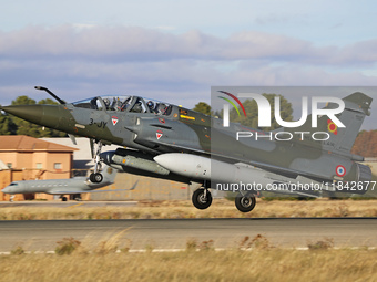 A Dassault Mirage 2000D of the Armee de l'Air lands at Los Llanos military air base during the Tactical Leadership Programme in Albacete, Sp...