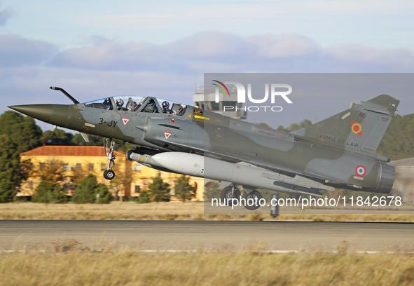 A Dassault Mirage 2000D of the Armee de l'Air lands at Los Llanos military air base during the Tactical Leadership Programme in Albacete, Sp...