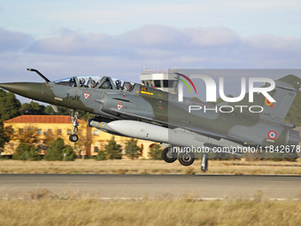 A Dassault Mirage 2000D of the Armee de l'Air lands at Los Llanos military air base during the Tactical Leadership Programme in Albacete, Sp...