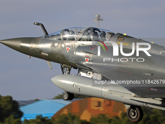 A Dassault Mirage 2000D of the Armee de l'Air lands at Los Llanos military air base during the Tactical Leadership Programme in Albacete, Sp...