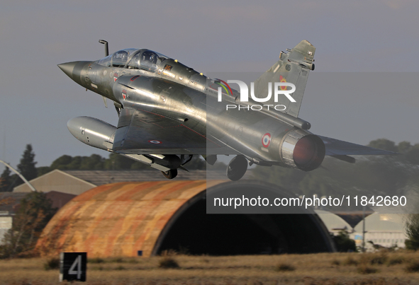 A Dassault Mirage 2000D of the Armee de l'Air lands at Los Llanos military air base during the Tactical Leadership Programme in Albacete, Sp...