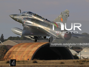 A Dassault Mirage 2000D of the Armee de l'Air lands at Los Llanos military air base during the Tactical Leadership Programme in Albacete, Sp...