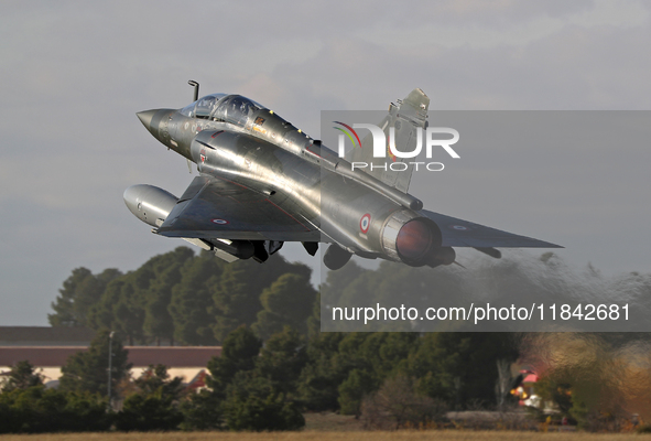 A Dassault Mirage 2000D of the Armee de l'Air lands at Los Llanos military air base during the Tactical Leadership Programme in Albacete, Sp...