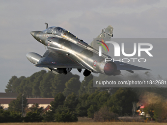 A Dassault Mirage 2000D of the Armee de l'Air lands at Los Llanos military air base during the Tactical Leadership Programme in Albacete, Sp...