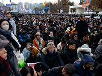 Citizens gather in Yeouido, South Korea, on December 7, 2024, to demand the impeachment and resignation of President Yoon Suk Yeol. Yoon's a...