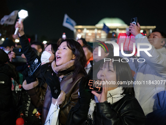 Nearly one million citizens gather in front of the National Assembly in Yeouido, Seoul, South Korea, on December 7, 2024, in support of impe...