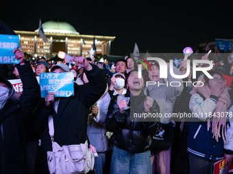 Nearly one million citizens gather in front of the National Assembly in Yeouido, Seoul, South Korea, on December 7, 2024, in support of impe...