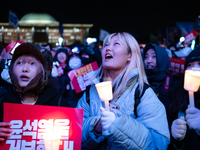 Nearly one million citizens gather in front of the National Assembly in Yeouido, Seoul, South Korea, on December 7, 2024, in support of impe...