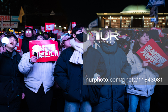 Nearly one million citizens gather in front of the National Assembly in Yeouido, Seoul, South Korea, on December 7, 2024, in support of impe...