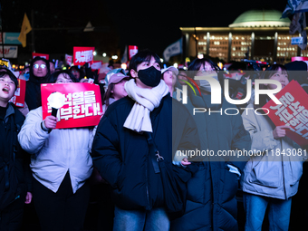 Nearly one million citizens gather in front of the National Assembly in Yeouido, Seoul, South Korea, on December 7, 2024, in support of impe...