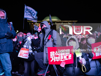 Nearly one million citizens gather in front of the National Assembly in Yeouido, Seoul, South Korea, on December 7, 2024, in support of impe...