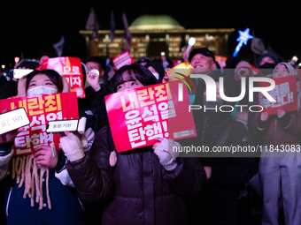 Nearly one million citizens gather in front of the National Assembly in Yeouido, Seoul, South Korea, on December 7, 2024, in support of impe...