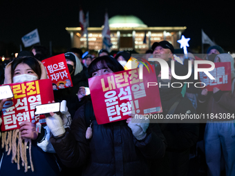 Nearly one million citizens gather in front of the National Assembly in Yeouido, Seoul, South Korea, on December 7, 2024, in support of impe...