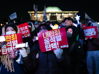 Nearly one million citizens gather in front of the National Assembly in Yeouido, Seoul, South Korea, on December 7, 2024, in support of impe...