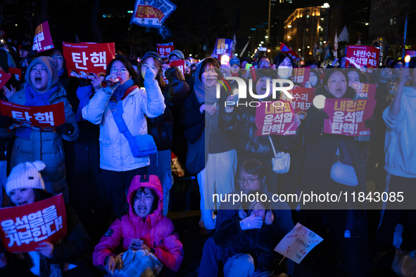 Nearly one million citizens gather in front of the National Assembly in Yeouido, Seoul, South Korea, on December 7, 2024, in support of impe...