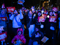 Nearly one million citizens gather in front of the National Assembly in Yeouido, Seoul, South Korea, on December 7, 2024, in support of impe...