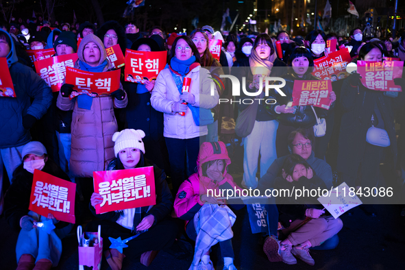 Nearly one million citizens gather in front of the National Assembly in Yeouido, Seoul, South Korea, on December 7, 2024, in support of impe...