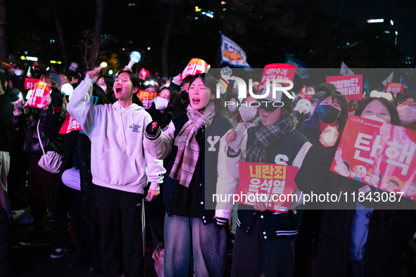 Nearly one million citizens gather in front of the National Assembly in Yeouido, Seoul, South Korea, on December 7, 2024, in support of impe...