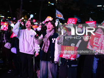 Nearly one million citizens gather in front of the National Assembly in Yeouido, Seoul, South Korea, on December 7, 2024, in support of impe...