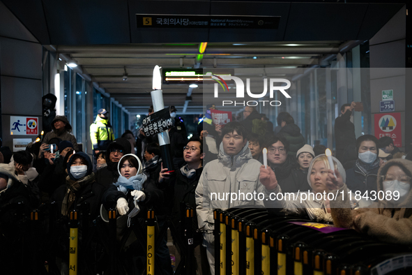 Nearly one million citizens gather in front of the National Assembly in Yeouido, Seoul, South Korea, on December 7, 2024, in support of impe...