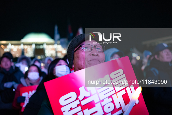 Nearly one million citizens gather in front of the National Assembly in Yeouido, Seoul, South Korea, on December 7, 2024, in support of impe...