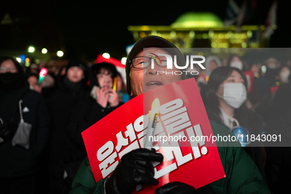 Nearly one million citizens gather in front of the National Assembly in Yeouido, Seoul, South Korea, on December 7, 2024, in support of impe...