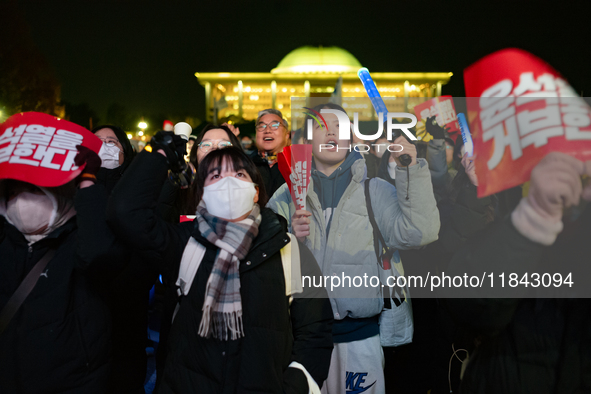 Nearly one million citizens gather in front of the National Assembly in Yeouido, Seoul, South Korea, on December 7, 2024, in support of impe...