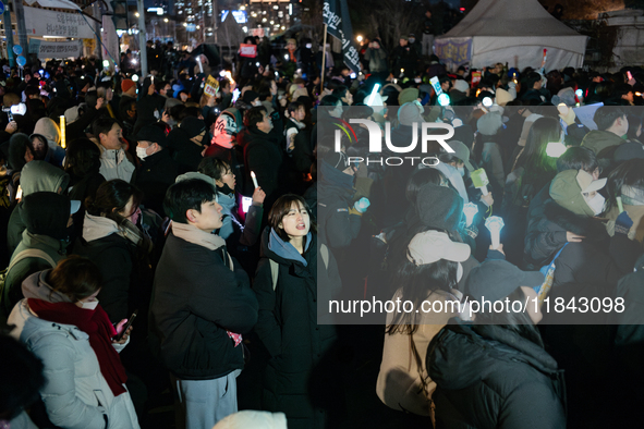 Nearly one million citizens gather in front of the National Assembly in Yeouido, Seoul, South Korea, on December 7, 2024, in support of impe...