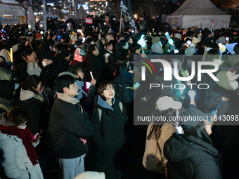 Nearly one million citizens gather in front of the National Assembly in Yeouido, Seoul, South Korea, on December 7, 2024, in support of impe...